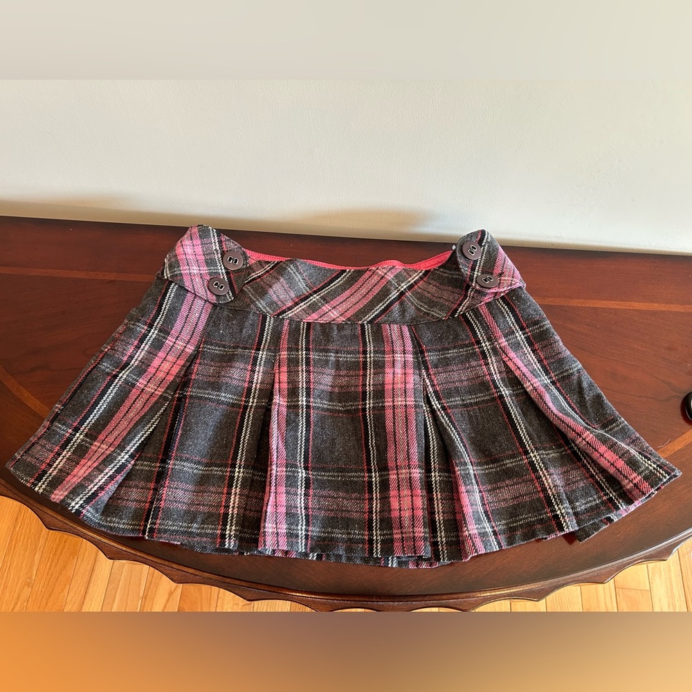 Aeropostale Pink and Grey Pleated Skater Mini Skirt